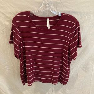 Maroon and white striped crop top size L